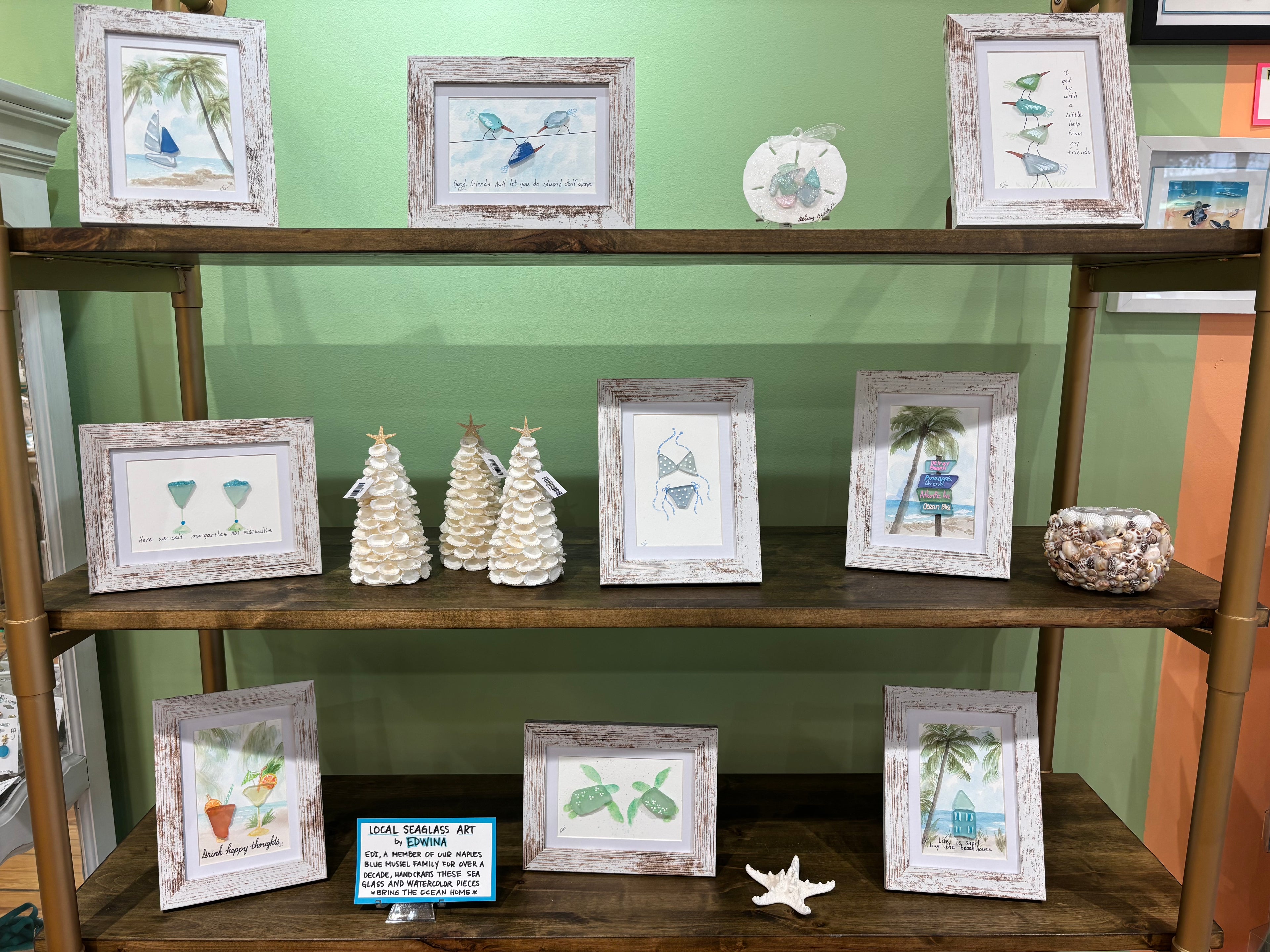 Seaglass & Watercolor Framed Art