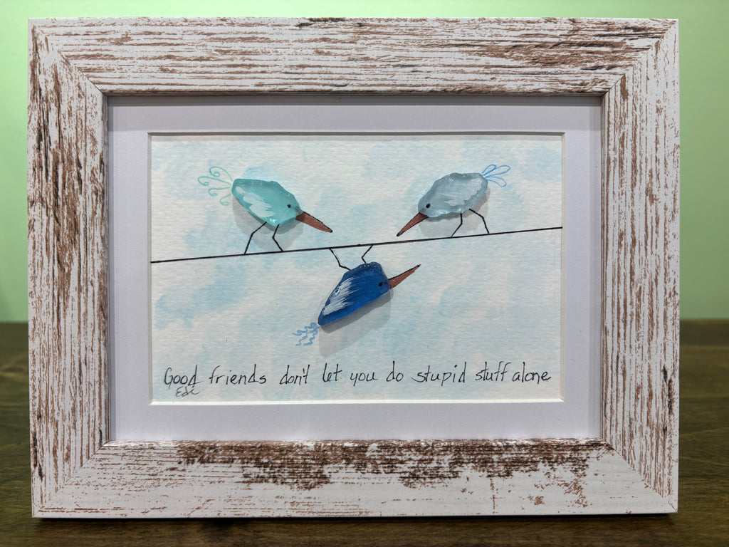 Seaglass & Watercolor Framed Art