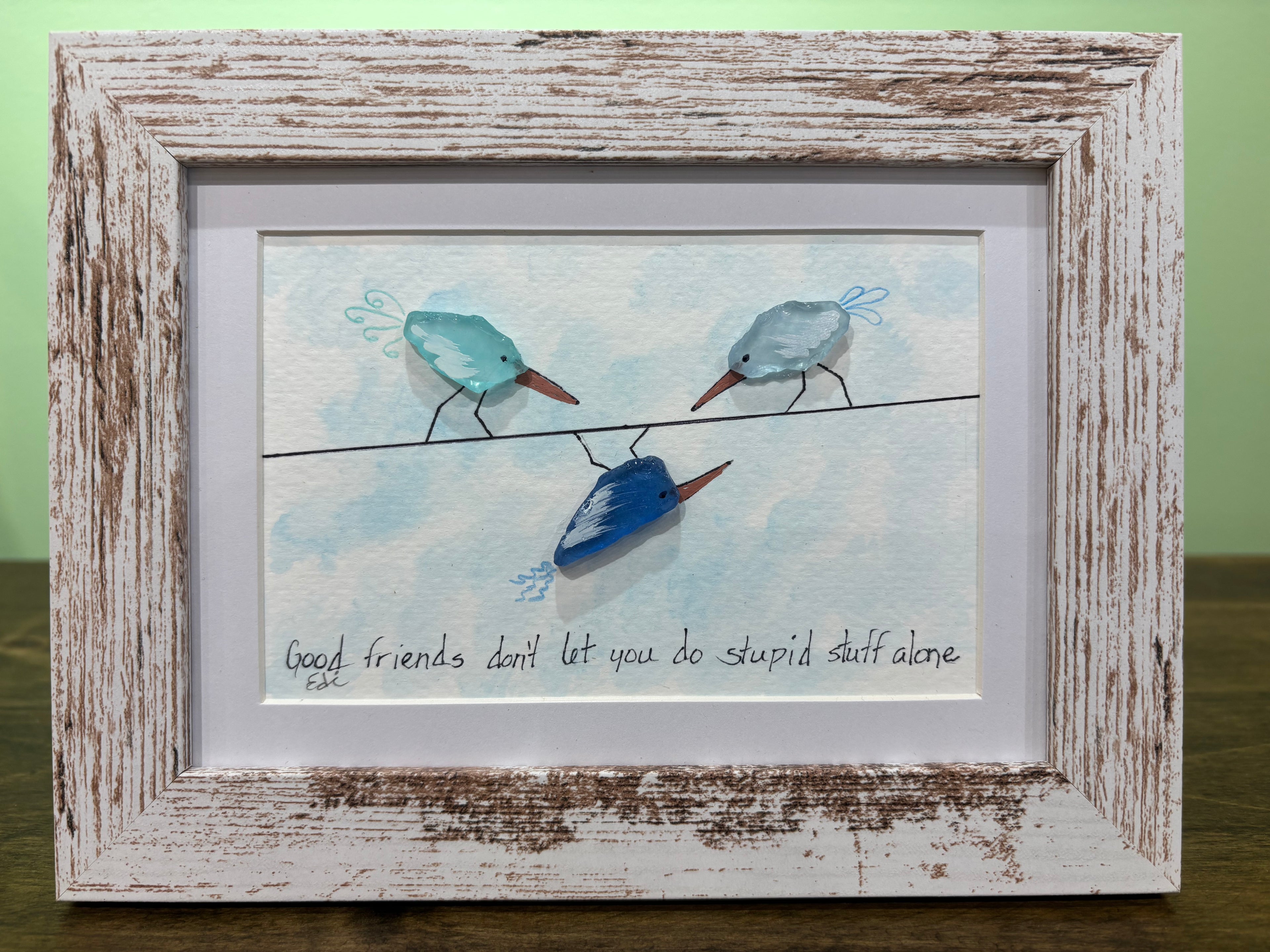 Seaglass & Watercolor Framed Art