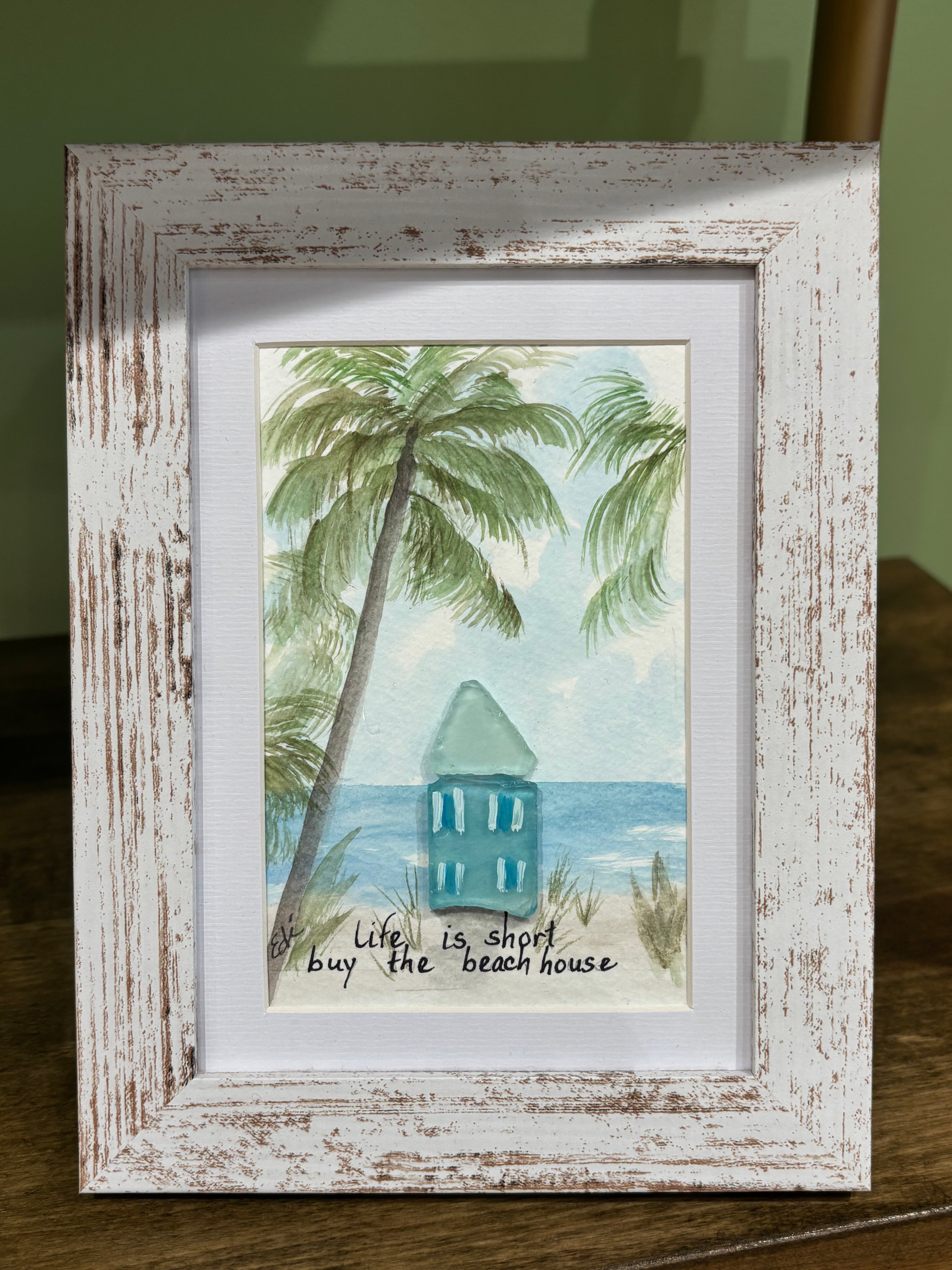 Seaglass & Watercolor Framed Art